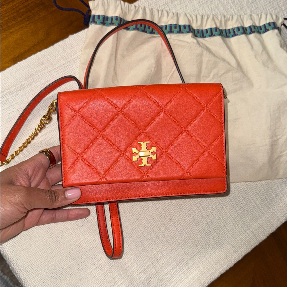 Tory Burch Orange Quilted Crossbody Bag